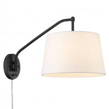  3694-A1W BLK-MWS - Ryleigh Articulating Wall Sconce in Matte Black with Modern White Shade